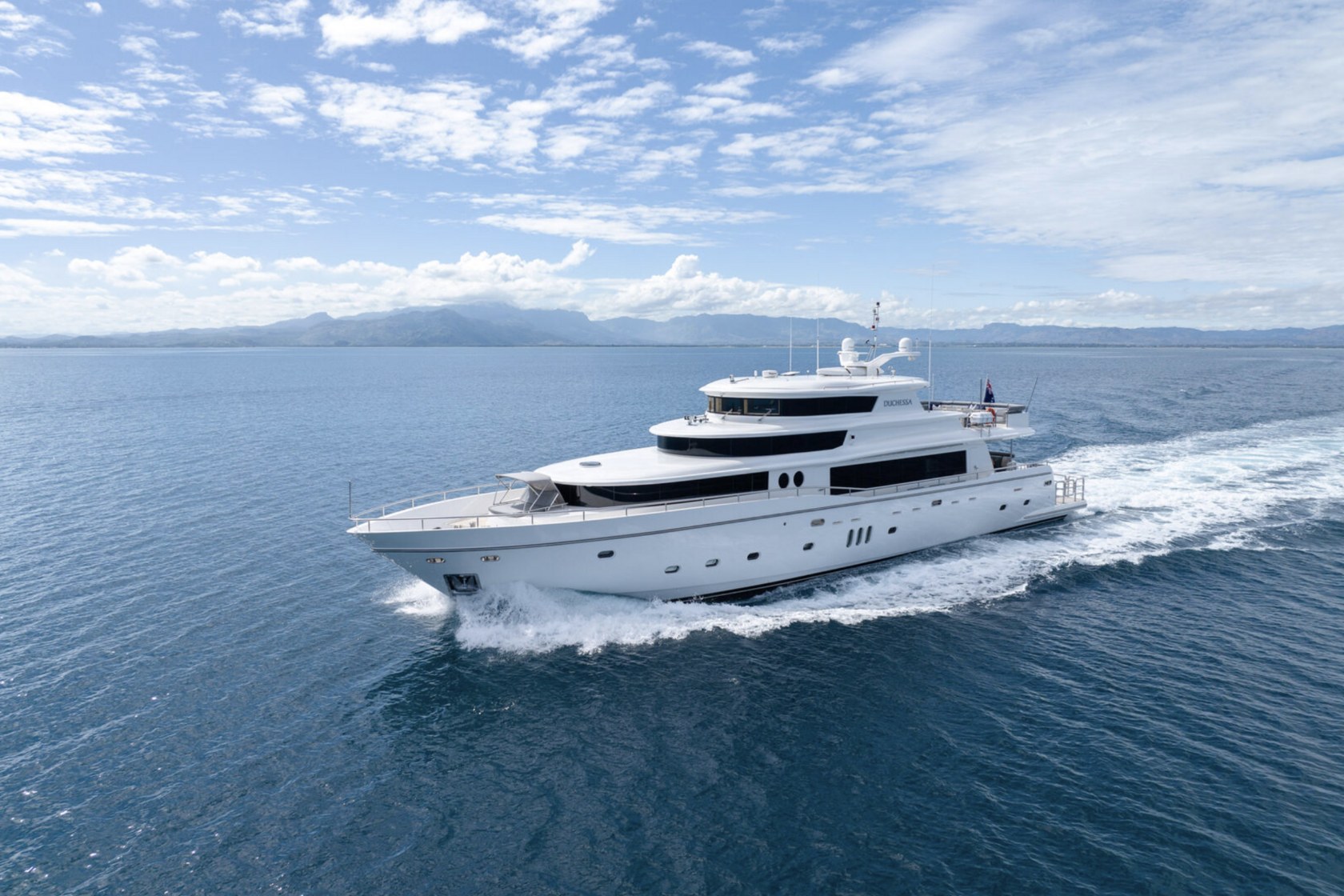Superyacht under way